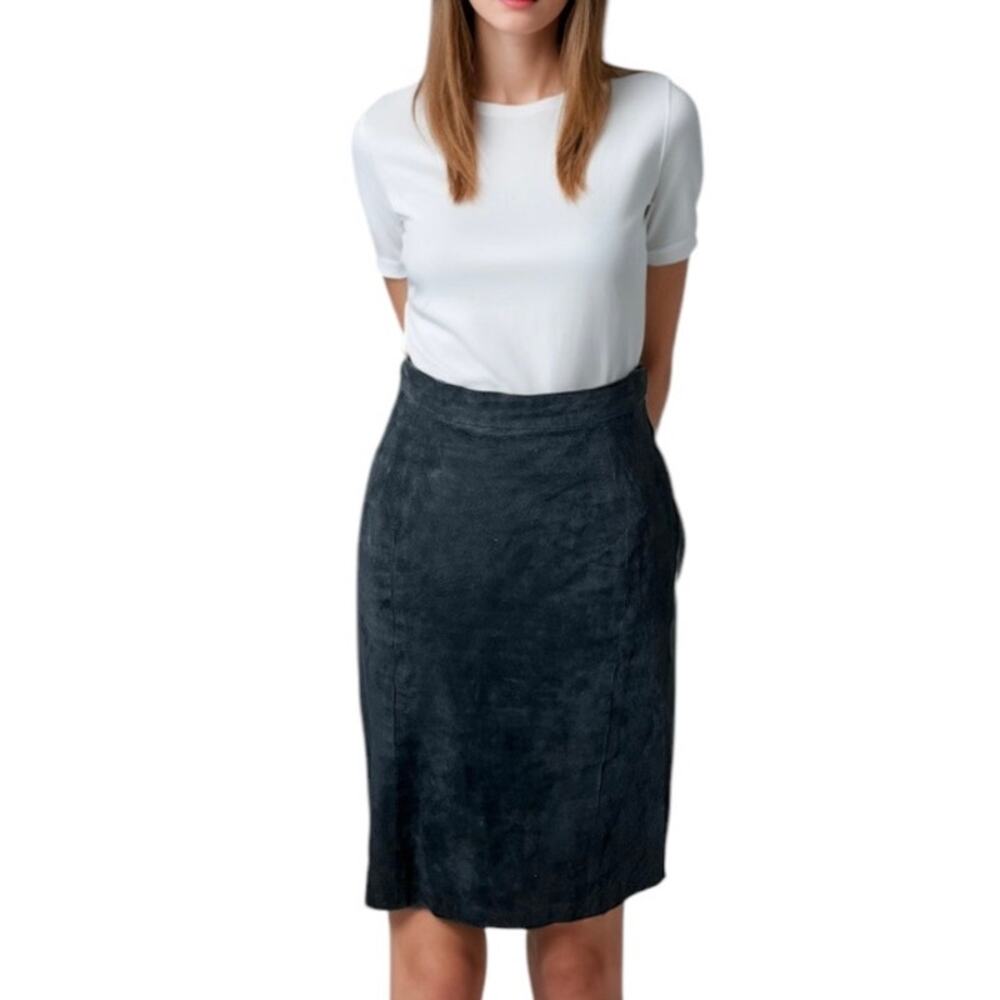 BB Dakota black suede skirt leather boho quiet luxury workwear timeless small